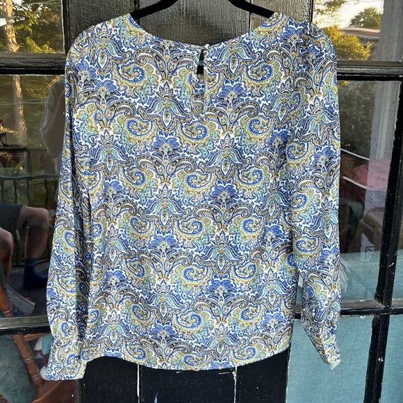 J. Crew - Gorgeous 100% Silk “Talitha” Blouse in Peacock Blue Paisley - Size 2 - Picture 8 of 8